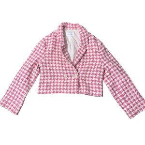 Zara Pink and White Tweed Jacket